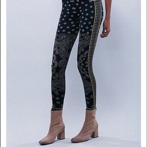 Free People Sweater legging Black Paisley Print
